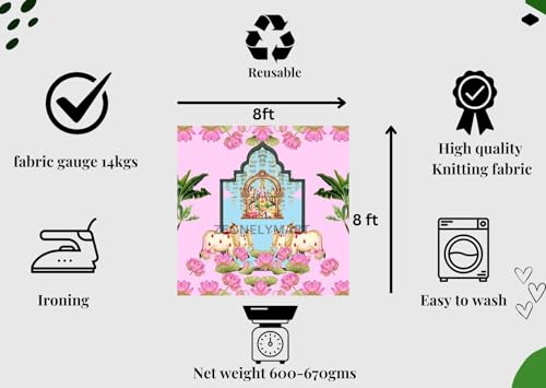 Image of satyanarayana Swamy Pooja Backdrop Cloth |Backdrop Cloth for Pooja Wedding Decoration |Background Decoration Cloth 8 /8 ft (Pink Satyanarayana (8 8 FT) satyanarayanaa Swamy Backdrop clothss