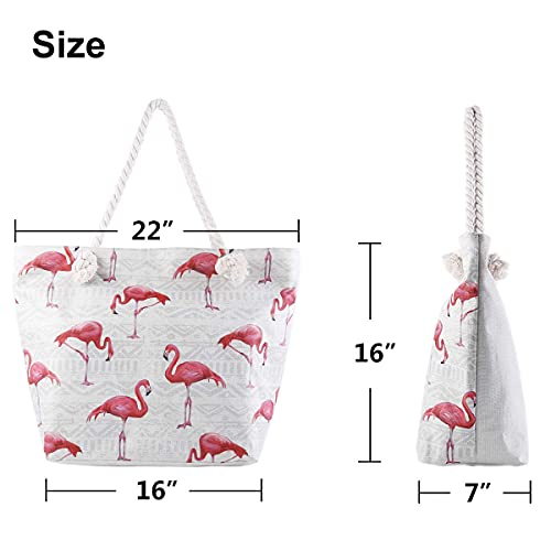 Genovega Large Beach Bag For Women, Waterproof Sandproof Tote with Pocket Zipper Travel Utility Swim Pool Bag Tote3