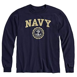 Barnesmith US Naval Academy (Navy) Midshipmen Long Sleeve Adult Unisex T-Shirt, Heritage, Navy, X-Large