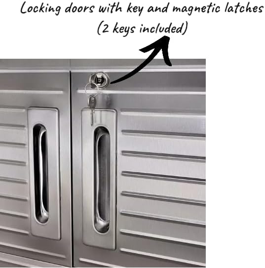 Heavy Duty Storage Solid Stainless Steel Cabinet with Lockable, Adjustable Shelf, Metal Garage Organizer (Granite, 48" W x 24" D x 72" H)