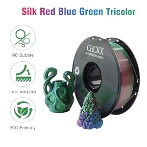CHCKX Triple Color Silk PLA 3D Printer Filament, 1kg (2.2lbs), Red Blue Green — photo 2 of 6