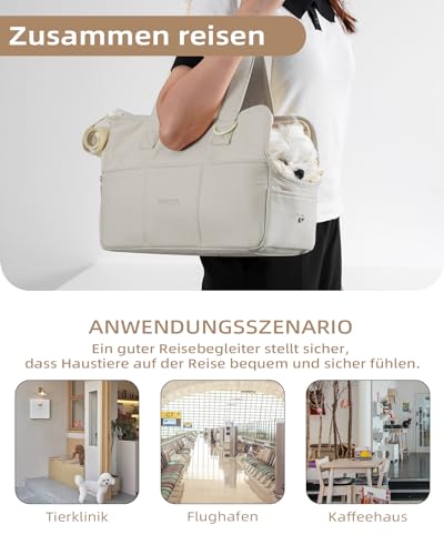 ONECUTE Hundetrage für kleine Hunde Kaninchen Katze mit großen Taschen, Baumwolltasche, Hundetrage Soft Sided, zusammenklappbar Travel Puppy Carrier (Gray, 43 * 19 * 31 cm ±1-2 cm Handgemessen)