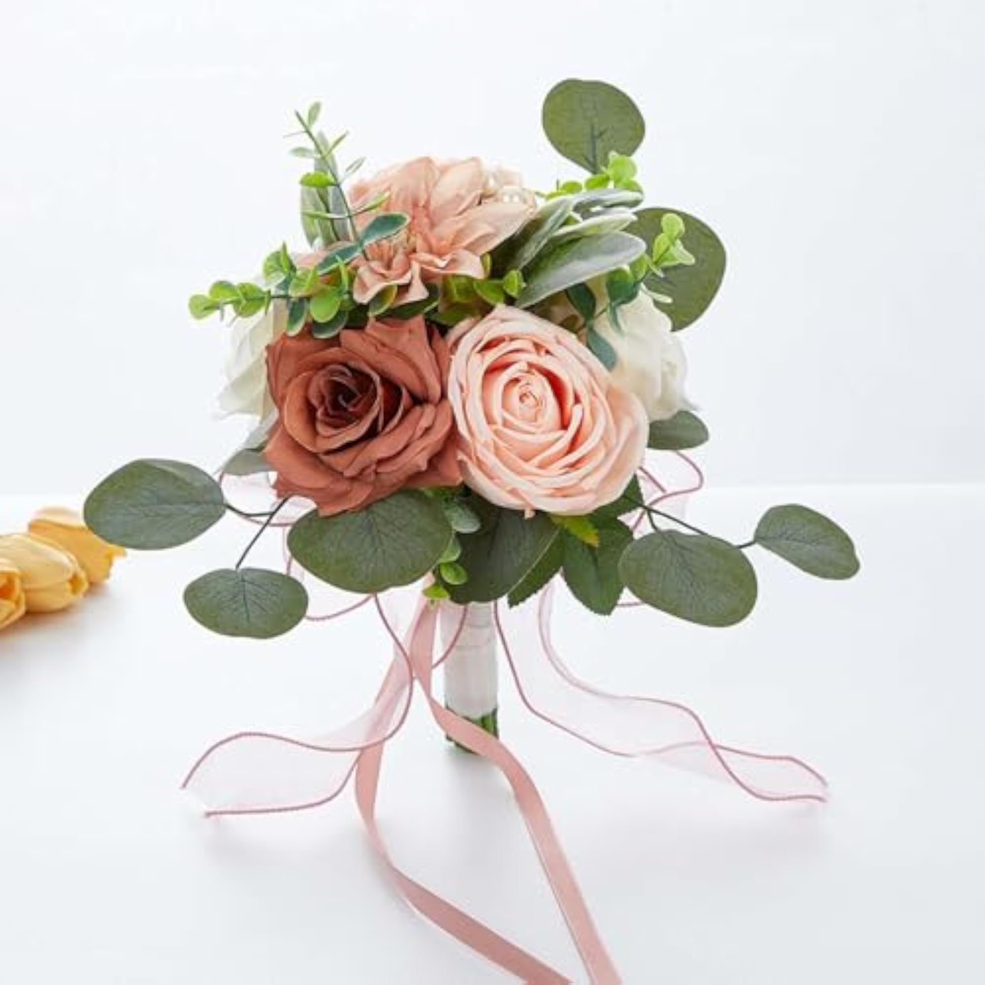 Simulated Eucalyptus Rose Wedding Bouquet for Decoration