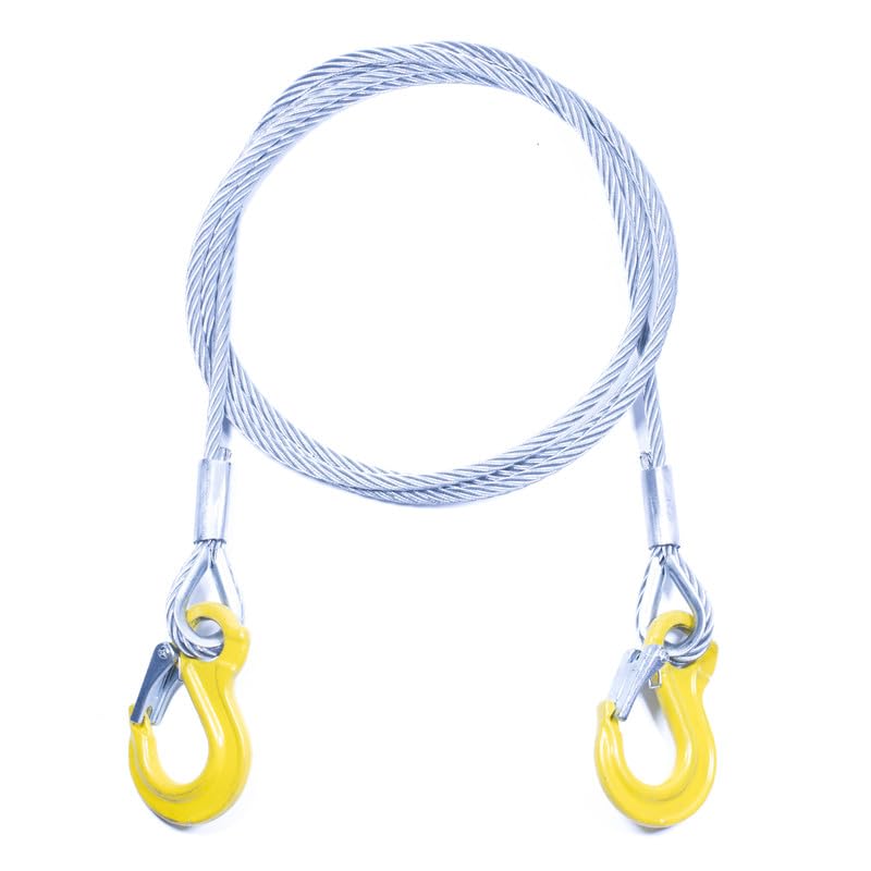 Cave Acciaio con Redance e Due Ganci ad Occhiello Diametro 12mm Lunghezza 1m - Fune Acciaio con Ganci - Gancio di Sollevamento Classe 8 DIN 1677-2 - Gancio da Cantiere, Fune Forestale