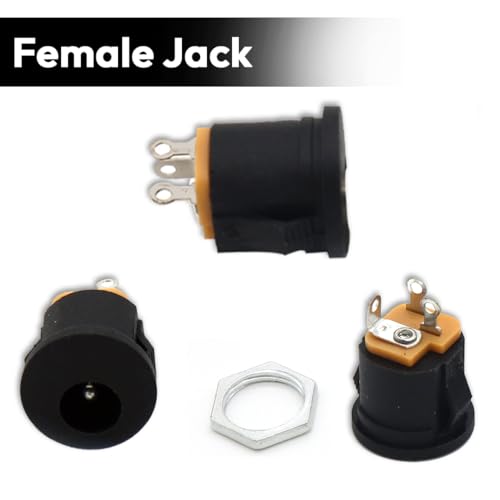 Image of Electronic Spices 5.5mm Male Plug and Female Jack 3 Pin Pcb Panel Mount Dc Power Connector Pack of 5 Pair
