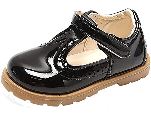PPXID Enfant Automne Chaussure à Fond Plat Vernis bébé Chaussure de Princesse pour Les Petites Filles-Noir B 24 Cover