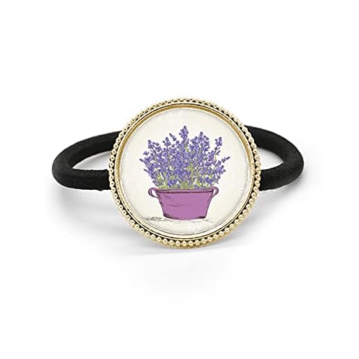 Lila lavendel kruka blomma silver metall hårband och gummi band huvudbonad