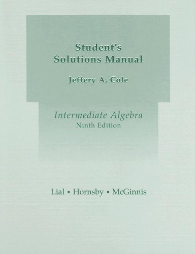 Intermediate Algebra, Student's Solutions Manual