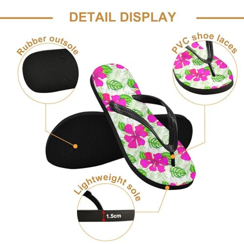 Monstera Leaves Floral White Flip Flops for Beach Thong Sandals Anti-slip Lightweight Beach Slippers for Travel Summer Outdoor3
