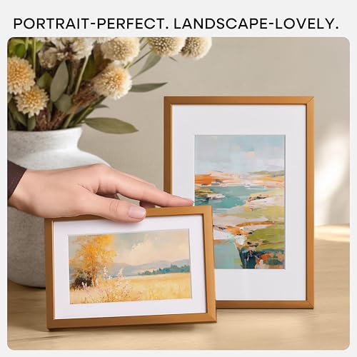 Homeforia 8x11 Picture Frame Bronze, High End Metal 8 x 11 Brass Frames with Mat 6 by 9 for Photo, 11x8 Frame Matted to 6x9 inch Print, 8by11 Wall or Tabletop Frame, Tempered Glass, Wall Kit, Set of 1 by Homeforia - Image 6