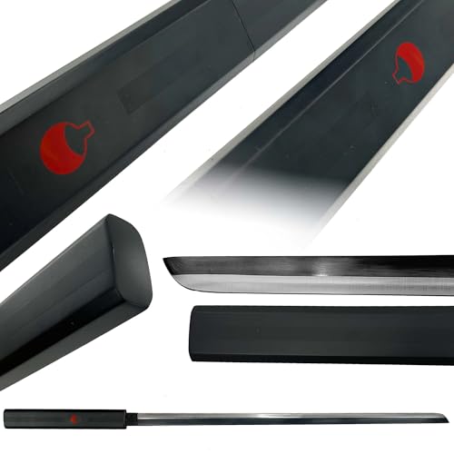 MedievalDepot Sasuke Kusanagi Black Sword Overall 40 - Full Steel Blade with Matte Finish Wooden Sheath and Handle Anime-Inspired Display or Cosplay Prop