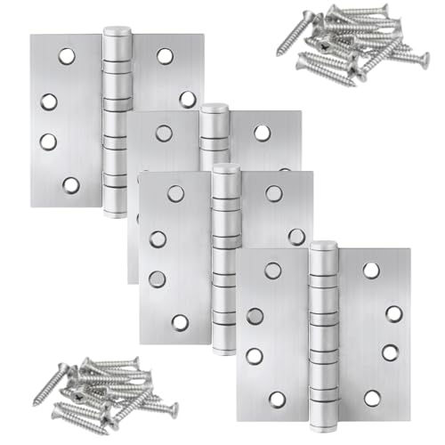 KSDCMRS 4" Silver Heavy Duty 304 Stainless Door Hinges, 4 Pack