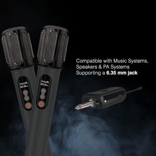 Image of FINGERS Freedom Mic-G124 - Set of 2 Wireless Microphones & 6.35 mm pin Receiver with Type-C Charging Port (Uni-Directional with 2.4 GHz Technology, 25 m Working Distance), Jet Black