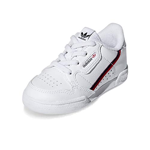Image of adidas Unisex Kids Continental 80 I Sports Shoes, White Scarlet Collegiate Navy, 6 UK Child