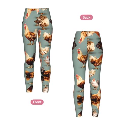 Leggings de compresión suaves con estampado de pollo mujer mallas antideslizantes 4