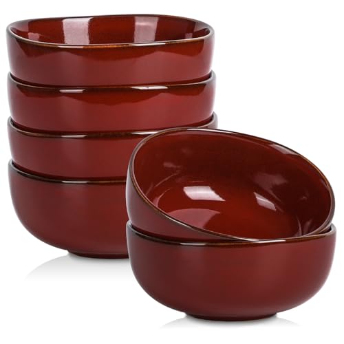 vicrays Ceramic Cereal Bowls Set - Porcelain 26 Ounce Soup Salad Bowls - Rice Dessert Cream Bowls Set - Chip Resistant Dishwasher Microwave Safe - Set of 6 (Cherry Red) by vicrays - Used condition - US$37.04