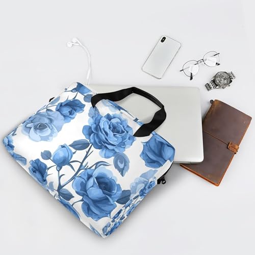 Funda para portátil con diseño floral azul, 13-15.6 pulgadas miniatura 7