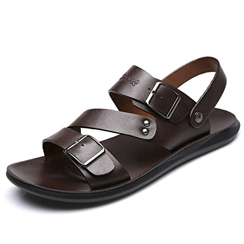 Cosidram Mens Sandals Beach Hiking Adjustable Slide Shoes Summer Outdoor Waterproof Sport Fashion Slippers Brown 12 #TOP23