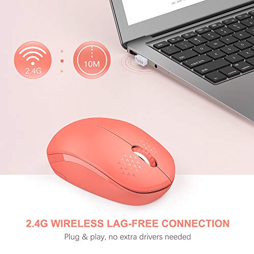 seenda Wireless Mouse, 2.4G Noiseless Mouse with USB Receiver Portable Computer Mice for PC, Tablet, Laptop, Notebook - Living Coral by seenda - Image 5
