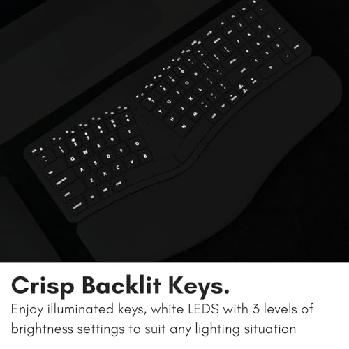 Macally Bluetooth Ergonomic Keyboard, Wireless Split Keyboard, Carpal Tunnel Comfort, Ergo Rechargeable Split Wrist Key Board - Backlit Apple 100 Key Layout for MacBook Pro/Air, iMac