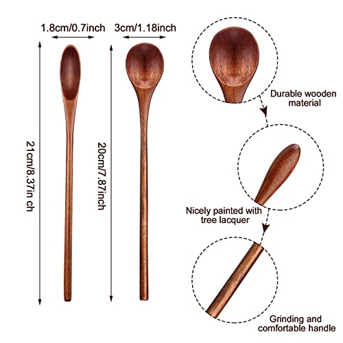 Wooden Coffee Spoons Long Handle Wooden Mixing Spoon Long Handle Wooden Teaspoon Handmade Wood Stirring Spoon For Kitchen Stirring (16) #TOP1