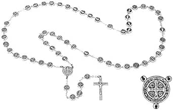 Italian All Metal St Benedict Rosary Beads with St Benedict