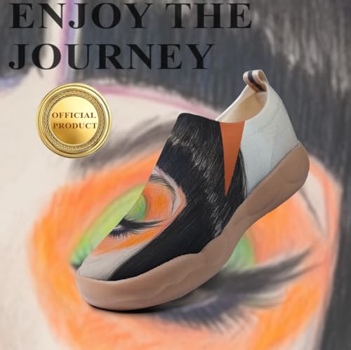 Mens Lightweight Travel Shoes Breathable Sneakers Slip On Comfortable Knit Art Painted Casual Loafers4