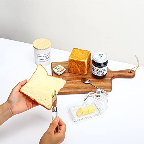 4Inch Glass Butter Dish With Lid Classic Covered 2-Piece Design Clear Butter Tray For Countertop Modern Style Butter Keeper Dishwasher Safe #TOP6