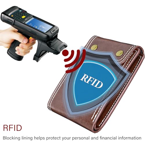 Men's Wallets Slim RFID Blocking Leather Mens Bifold Wallet with ID Window and Gift Box (Brown)3