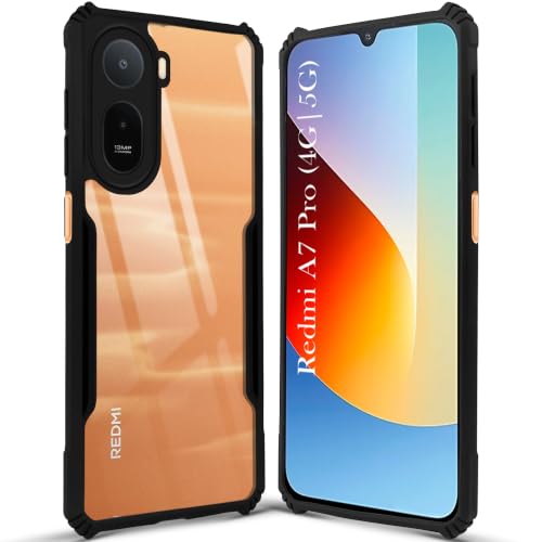 Image of Jkobi Hybrid Back Cover Case for Redmi A7 Pro 5G (Shockproof with Polycarbonate Clear Panel | Professional Black)