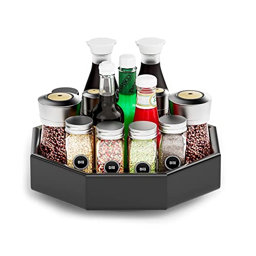 MinBoo Bamboo Lazy Susan Rotating Organizer, Bamboo Rotating Spice Racks with Turntable for Kitchen Pantry Cabinet Cupboard Table, 9 Inch…