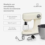 Klarstein Bella Evo robot kuchenny – 1500 W, miska ze stali nierdzewnej 5 l, 12 stopni, system mieszania planet, funkcja pulsu, hak do zagniatania i trzepaczka, mieszadło, przetwarzacz do żywności