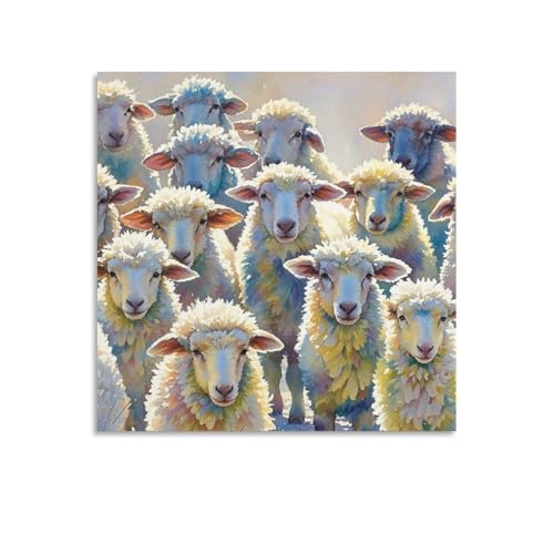 Toile murale abstraite mouton aquarelle 70x70 cm sans cadre