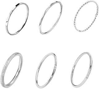 DATOA 6Pcs 1/2MM Stainless Steel Toe Rings Set for Women Minimalist Stackable Band Toe Rings Fashion Beach Foot Jewelry