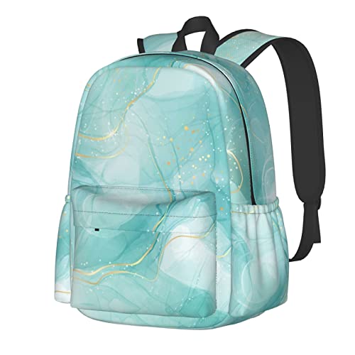 NUYFVG Mochila de 17 pulgadas, hermosa mochila de flores de hibisco, mochila para laptop, bolsa de hombro, mochila escolar casual para adolescentes, Turquesa verde azulado, jaspeado, Talla única