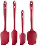 Award-Winning Pro-Grade Silicone Spatulas By DI ORO - 600°F Heat-Resistant Seamless Rubber Spatula - Perfect for Baking, Cooking, Scraping - Premium Stainless Steel Core Technology (RED 4-Pc Set)