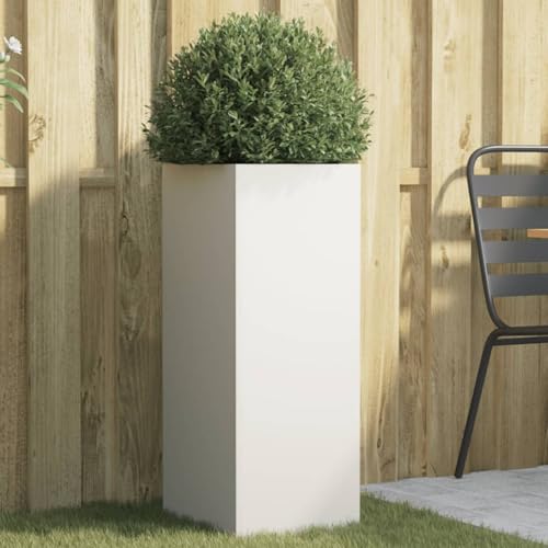 Somanki Jardinera de Acero Laminado en frío Blanco 32x27,5x75 cm, Huerto Urbano Terraza, Jardineras Exterior, Jardineria Maceteros, Mesa De Cultivo, Huerto En Casa - 841572