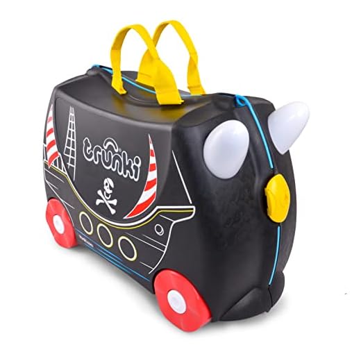 Trunki Maleta correpasillos y equipaje de mano infantil: Barco pirata Pedro (Negro)