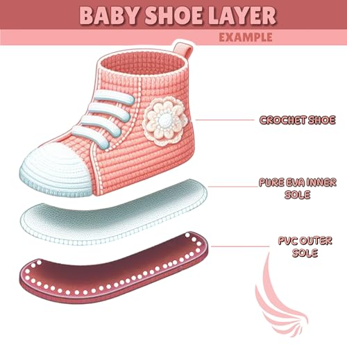 Ann G Perforated Baby Shoe Soles with Pure EVA Inner Soles, Soft, Flexible, Nonslip, Comfortable, Crochet Accessories, Babies First Shoes4