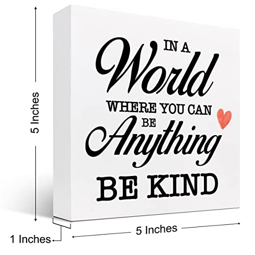 Z-Crange In A World Where You Can Be Anything Be Kind Wood Box Sign Decor Desk Sign,Inspirational Christian Wooden Box Block Sign For Home Office Shelf Table Decor Decorations #TOP1