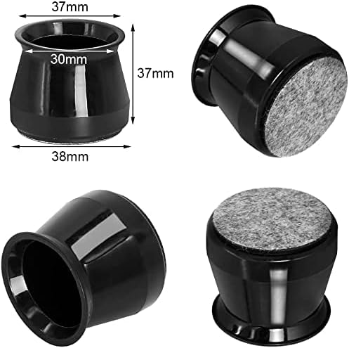 Chair Leg Floor Protectors, 32 Pcs Black Silicone Chair Leg Caps with Felt Pads, Furniture Sliders Table Chair Feet Covers for Hardwood/Tile Floors