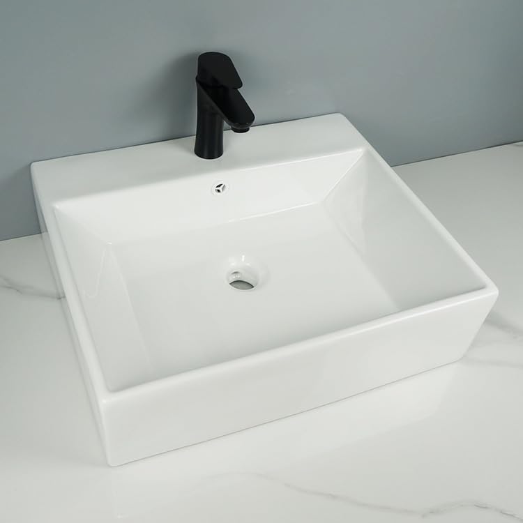 Lavabo sobre encimera rectangular lavabo de pared cerámico para aseo 5