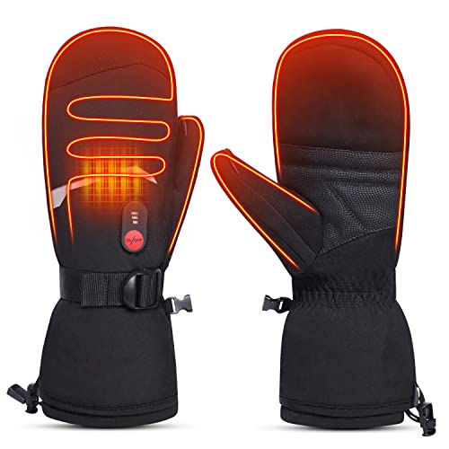 Heated Ski Gloves Men Women Kids Mittens - 7.4V Rechargeable Electric Heated Gloves, Winter Waterproof Outdoor Indoor Battery Powered Hand Warmer for Cycling Climbing Motorcycles, Gifts