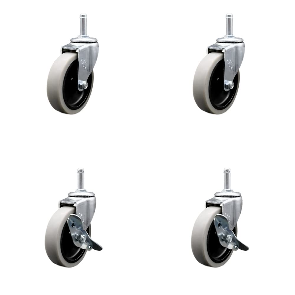 Choice Bussing Utility Cart Caster Set - Replacement Caster Set - Includes 2 Swivel Casters and 2 Swivel Caster with Brakes - Set of 4 - Service Caster Brand