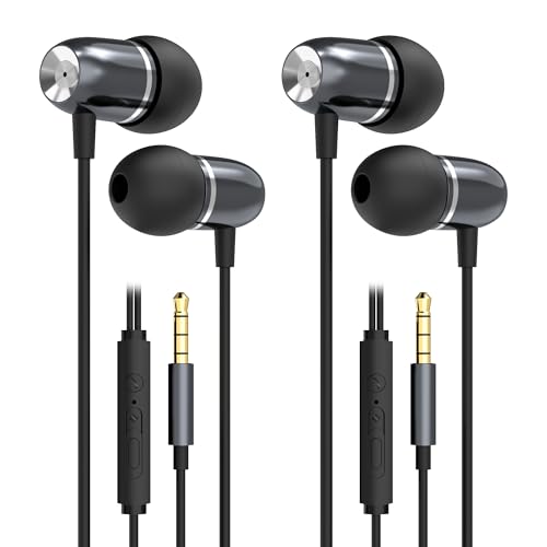 MORMOQUE EP05 Wired Earbuds 2 Pack,3.5 mm Jack Noise Isolating Earphones,in-Ear Headphones with...