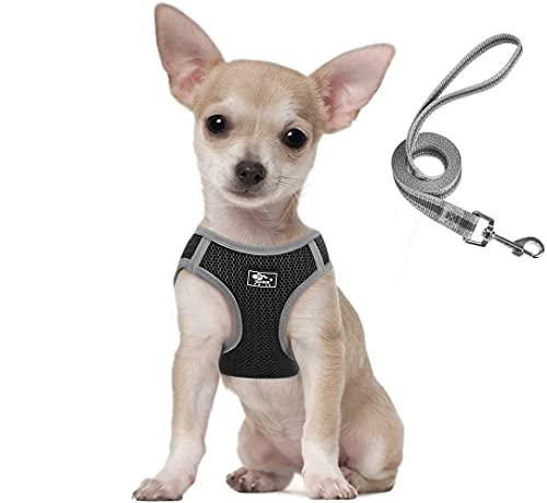 SUNGROO胴輪 犬 リード付き 抜けない 中型犬 メッシュ 通気 小型犬 猫ハーネス リードセット 引っ張り防止 調整可能 反射素材 かわいい (xl, ブラック)