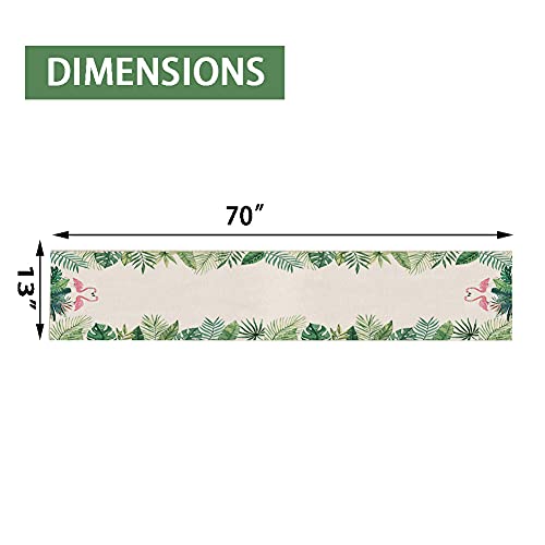 Summer Flamingo Table Runner,Seasonal Spring Summer Green Plants Holiday Kitchen Dining Table Decoration For Home Party Decor 13 X 70 Inch #TOP1
