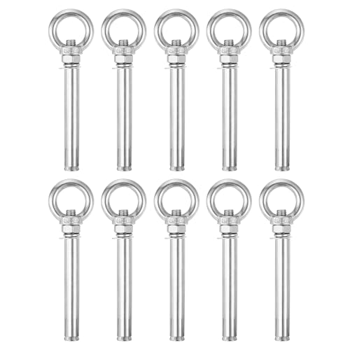 Image of uxcell Ring Lifting Expansion Eyebolt, 10pcs M10x120mm 304 Stainless Steel Expansion Screw with Eye Ring for Concrete Brick Wall