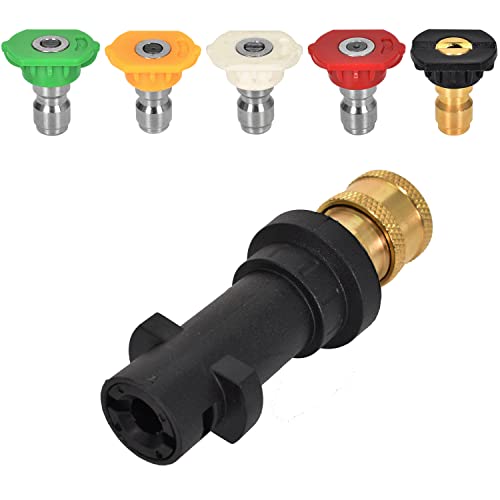 Adaptateur pour Nettoyeur Haute Pression,Connexion Rapide 1/4 Compatible pour Karcher Karcher K2-K7,avec 5PCS Embouts de Buse à Plusieurs Degrés,Kit d'Accessoires pour Nettoyeur