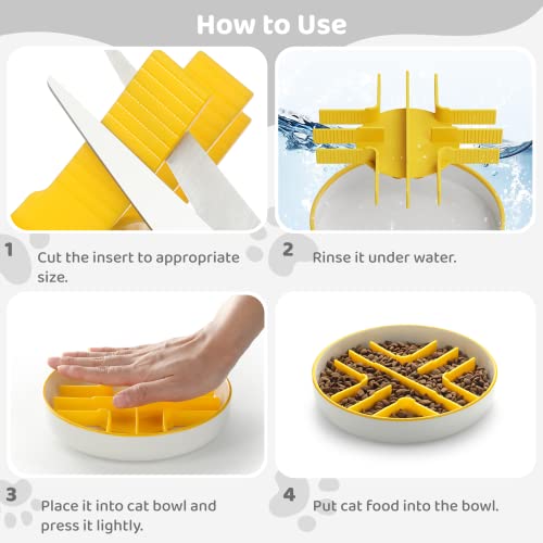 Slow Feeder Cat Bowls Insert: Slows Down Pets Eating, Prevents Overeating - Slow Feeder Silicone Insert - Sprial Food Bowl Insert With Strong Suction Cup For Cat Basic Dish #TOP4